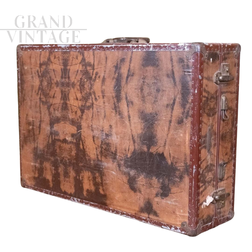 Vintage Leather Suitcase with Stratford On Avon Sticker