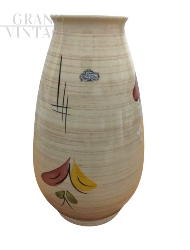 Ceramic vase by Bay Keramik for W. Germany with flowers