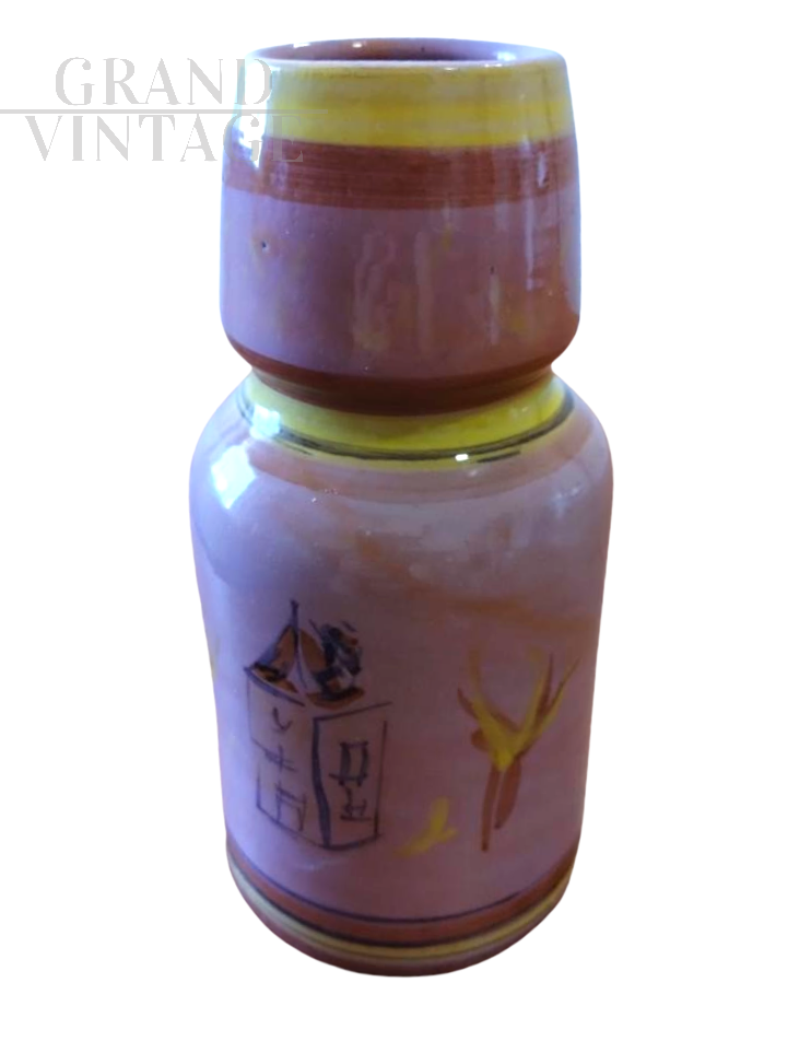 Vintage painted and glazed terracotta vase