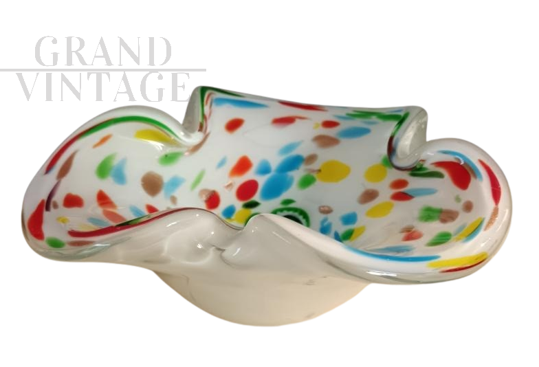 Multicolored Murano glass handkerchief bowl vase