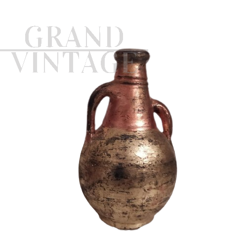 Amphora vase from the 60s in terracotta and gold leaf