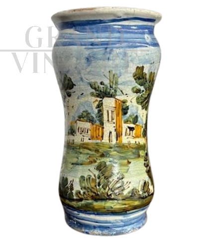 Antique Albarello ceramic pharmacy jar, Naples 18th century