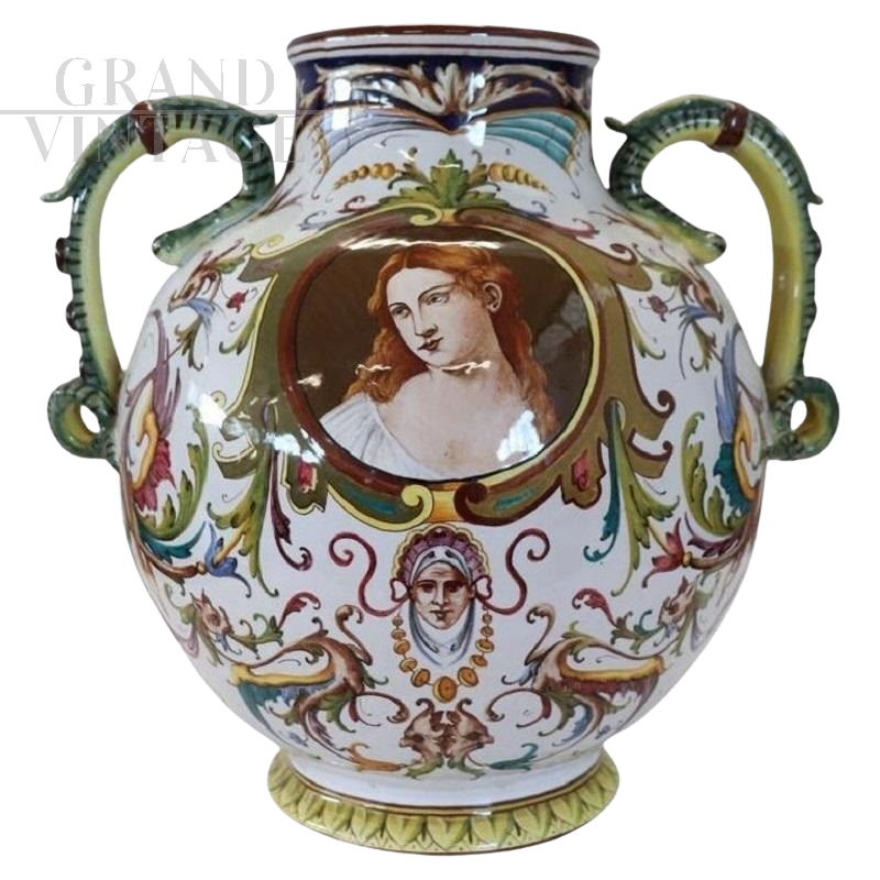 Cacf Faenza and I Fabbri ceramic vase with classic decoration, 1950s