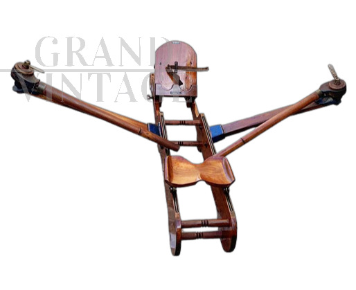 Brigatti Milano antique rowing machine in solid walnut