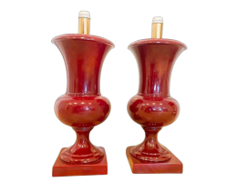 Coppia di lampade in ceramica bordeaux