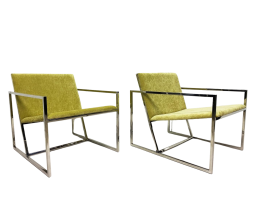 Pair of minimalist green armchairs