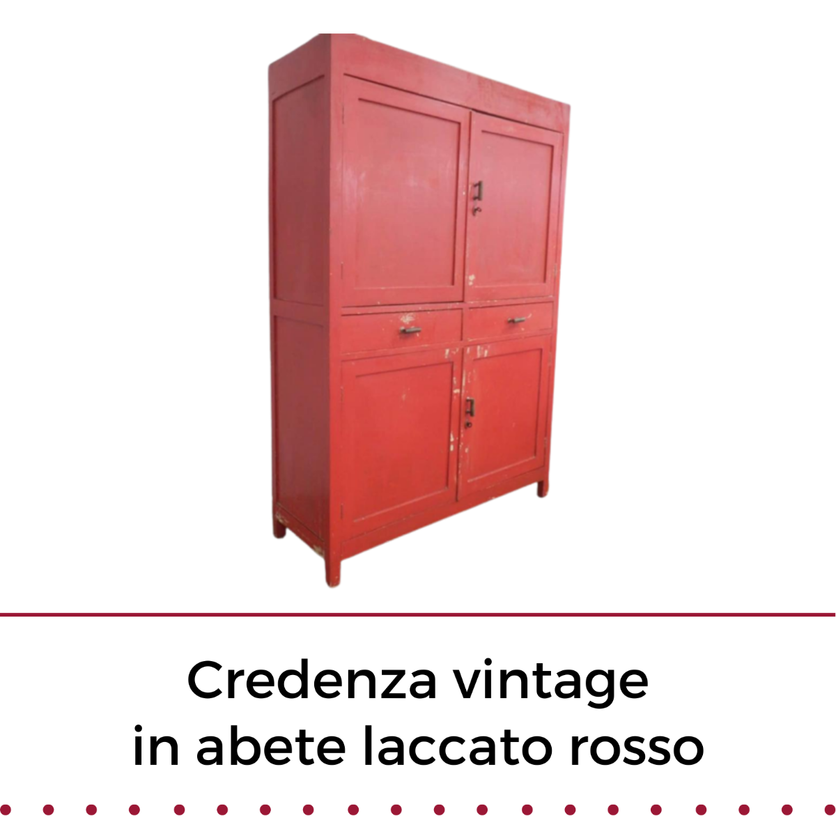 Credenza vintage italiana in legno laccato rosso