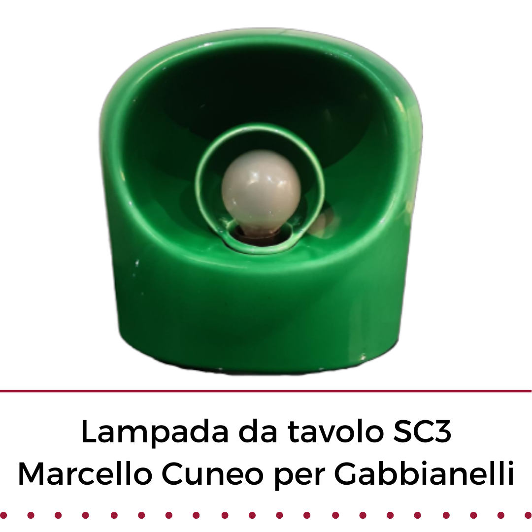 Lampada in ceramica verde SC3 Marcello Cuneo per Gabbianelli