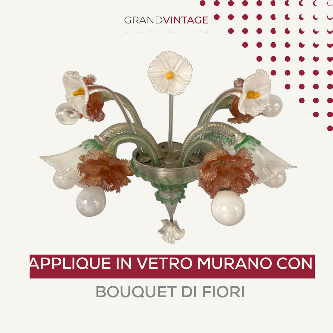 Applique in vetro di Murano a fiori