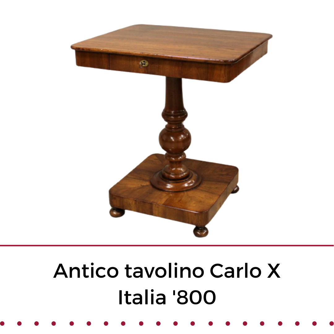 tavolino con cassetto antico Carlo X
